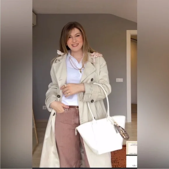 Zara Beige Trench Coat with scarf - Picture 4 of 13